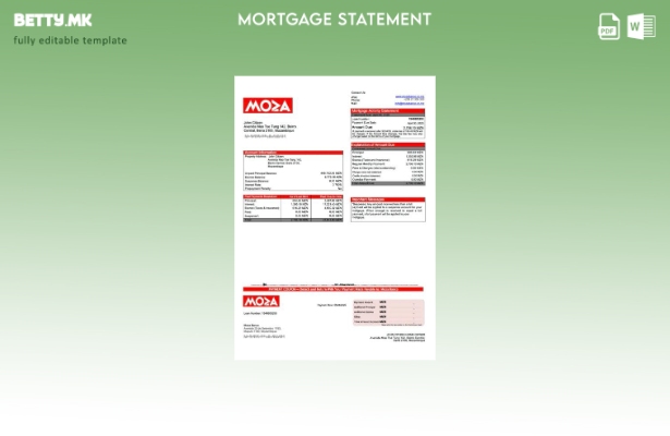 Модерен стил Мозамбик Moza Banco извод за хипотека за Word и шаблон за PDF